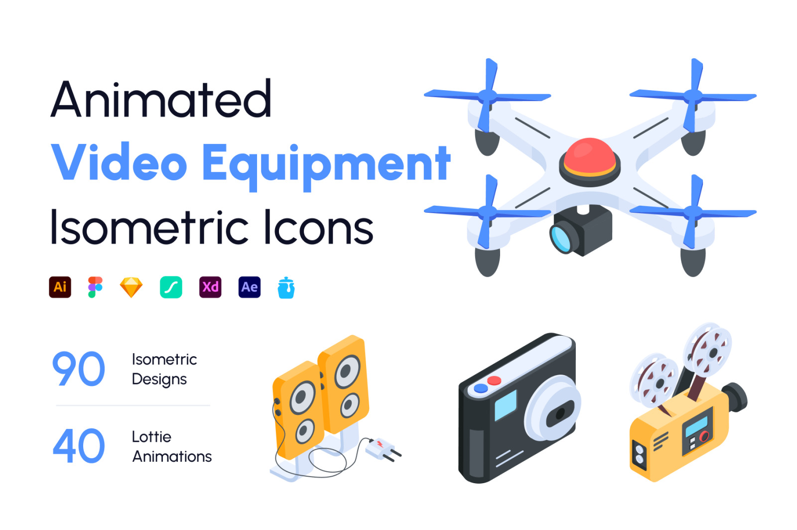 Video Equipment Isometric Icons Video Equipment Isometric Icons