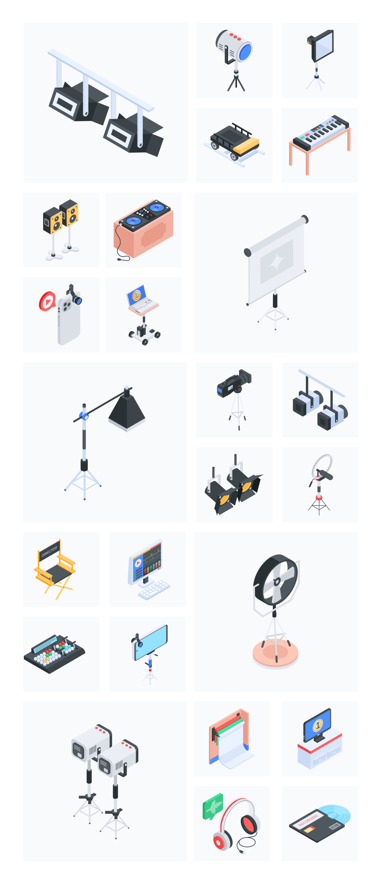 Video Equipment Isometric Icons Video Equipment Isometric Icons