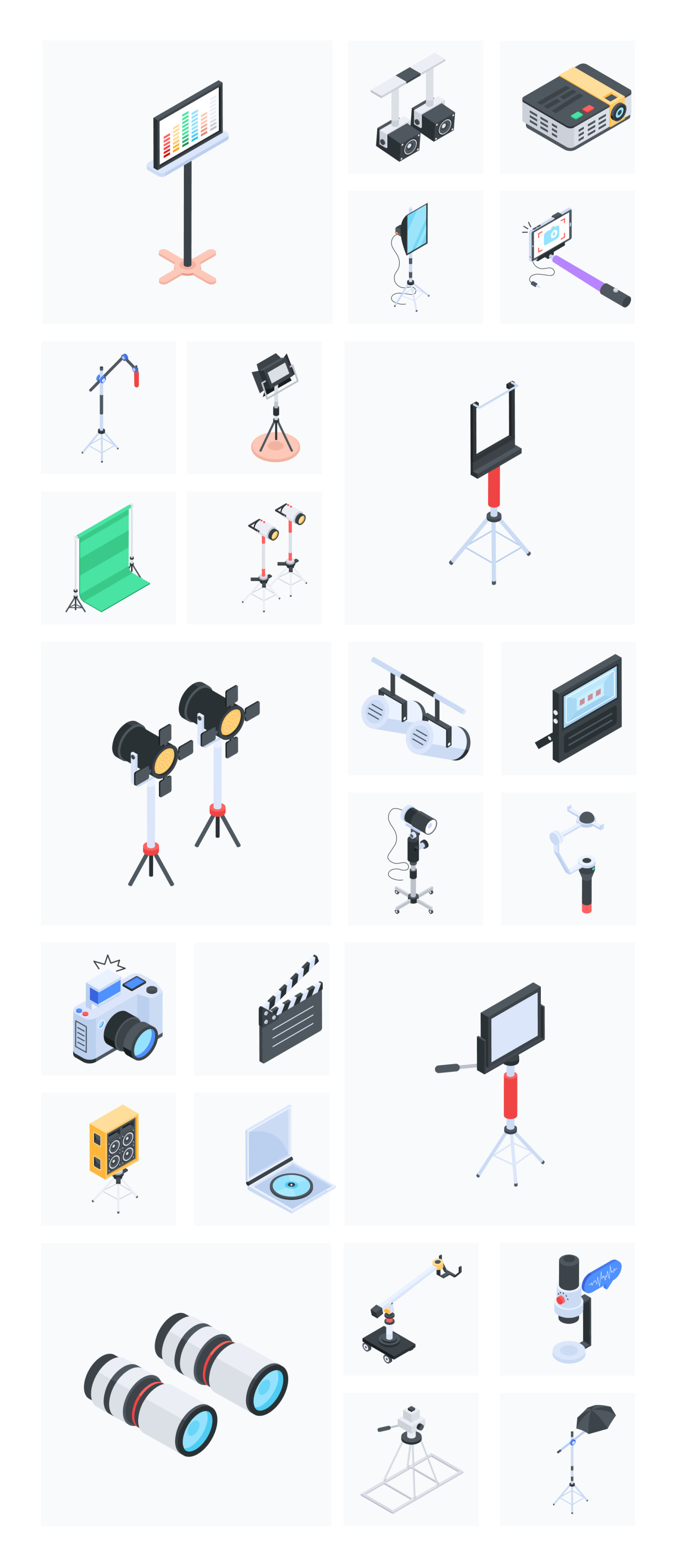 Video Equipment Isometric Icons Video Equipment Isometric Icons
