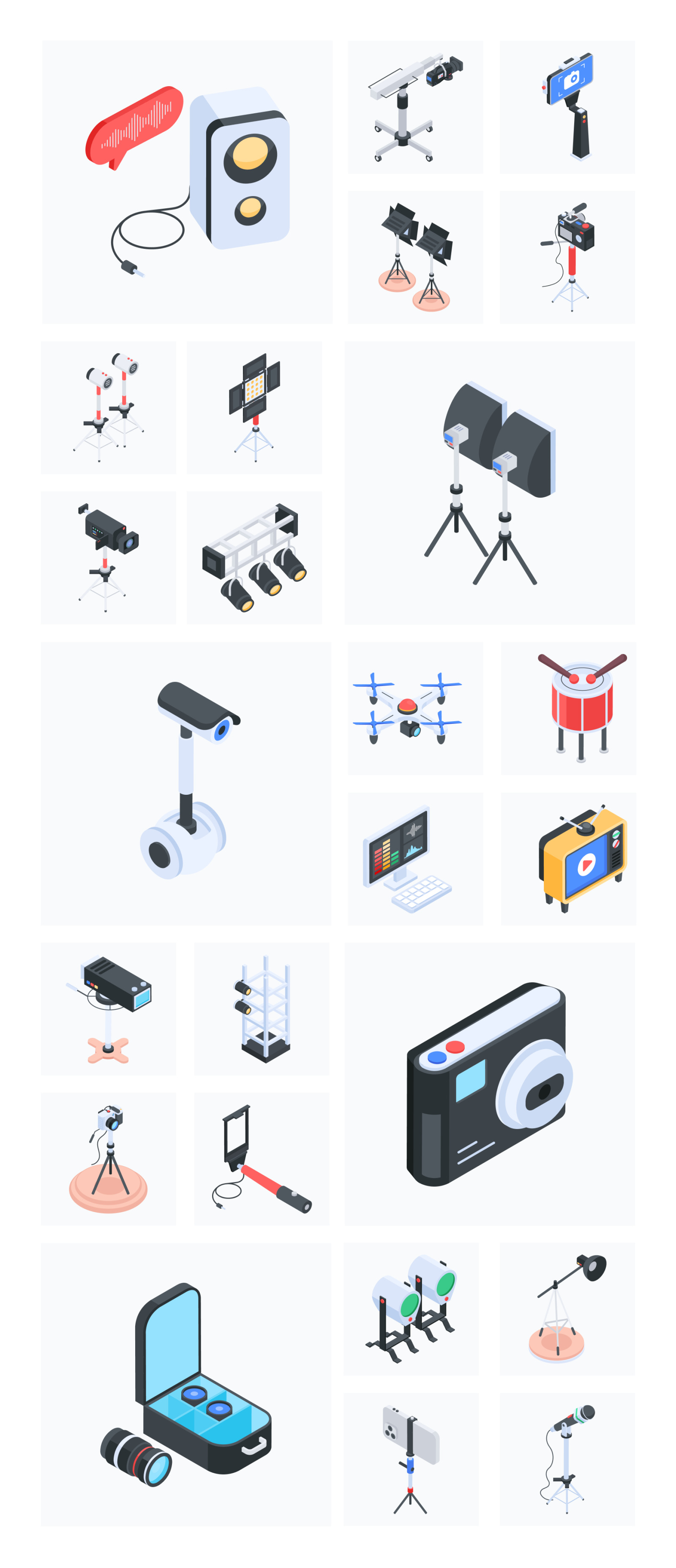 Video Equipment Isometric Icons Video Equipment Isometric Icons