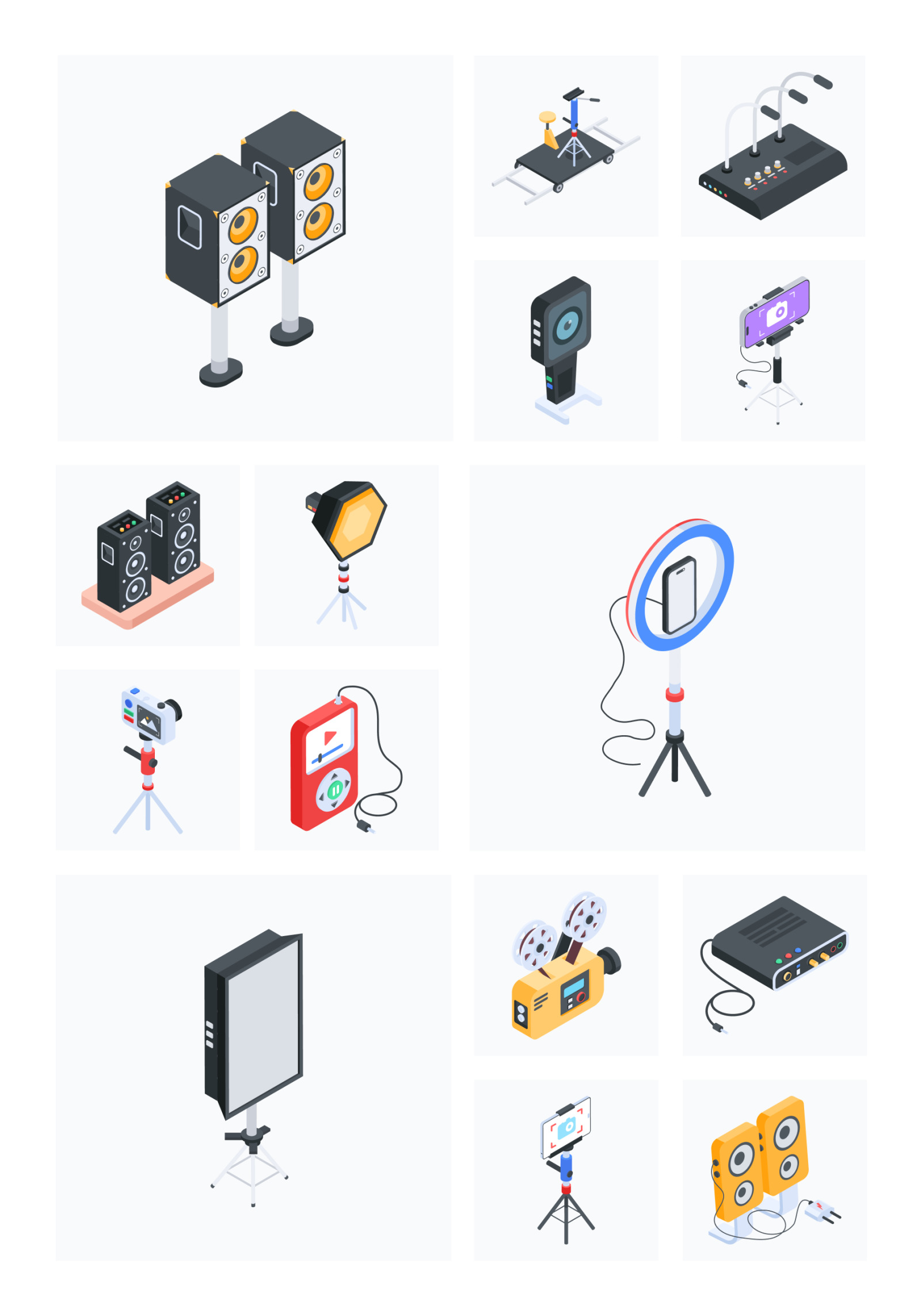 Video Equipment Isometric Icons Video Equipment Isometric Icons