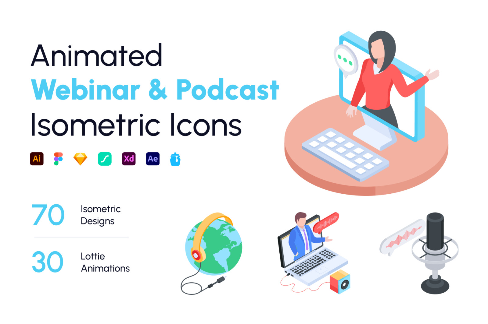 Isomeric Webinar and Podcast Icons Isomeric Webinar and Podcast Icons