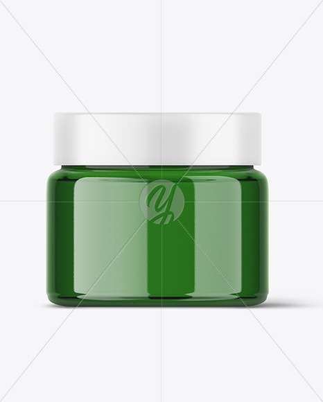 Green Glass Cosmetic Jar Mockup