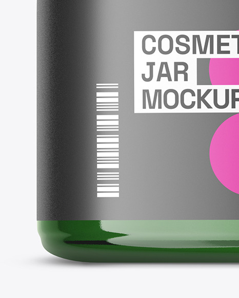 Green Glass Cosmetic Jar Mockup