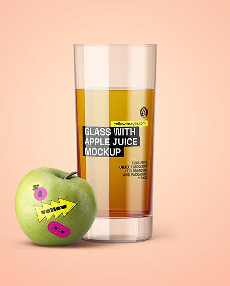 Glass With Apple Juice Mockup