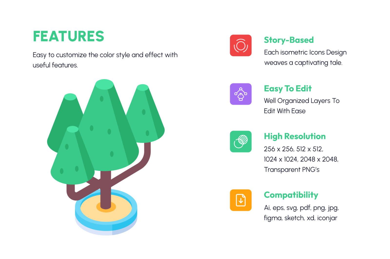 Trees Isometric Icons Trees Isometric Icons
