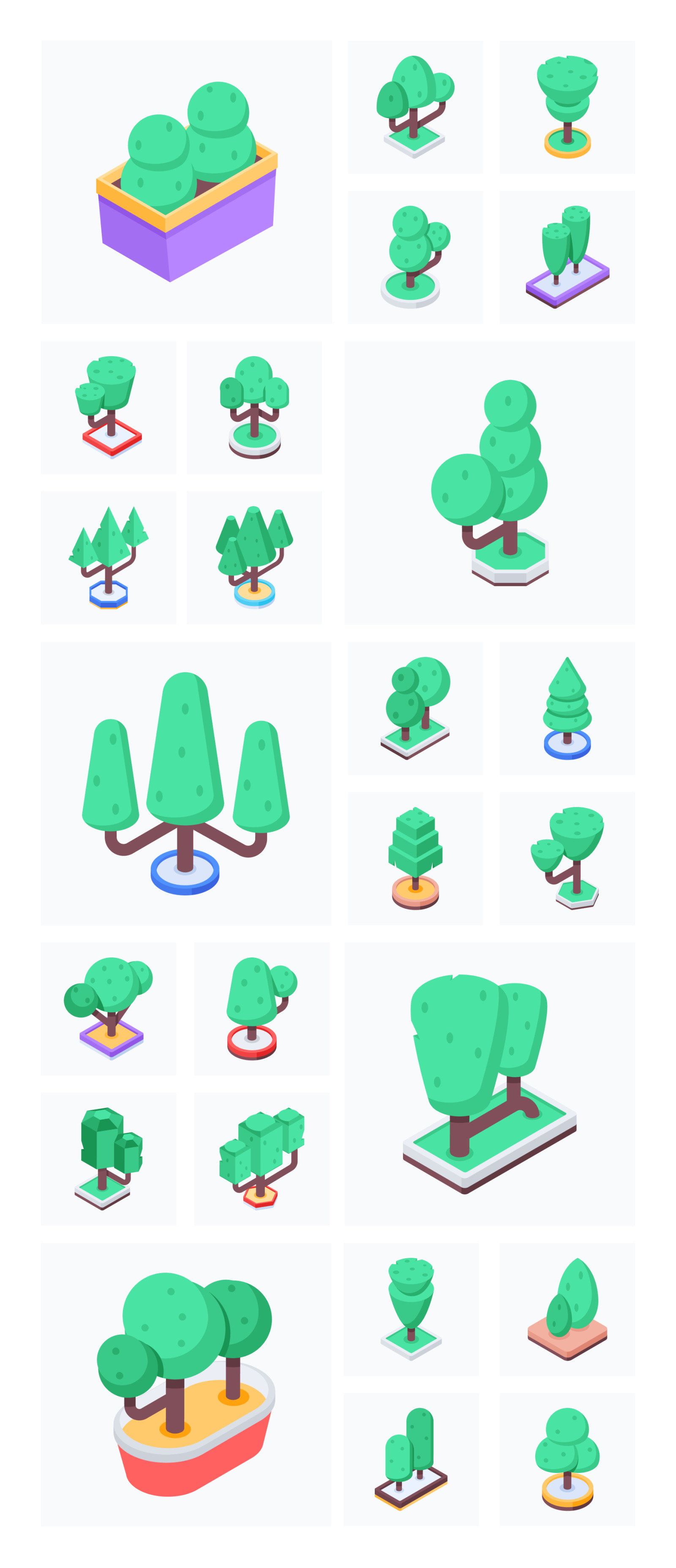 Trees Isometric Icons Trees Isometric Icons