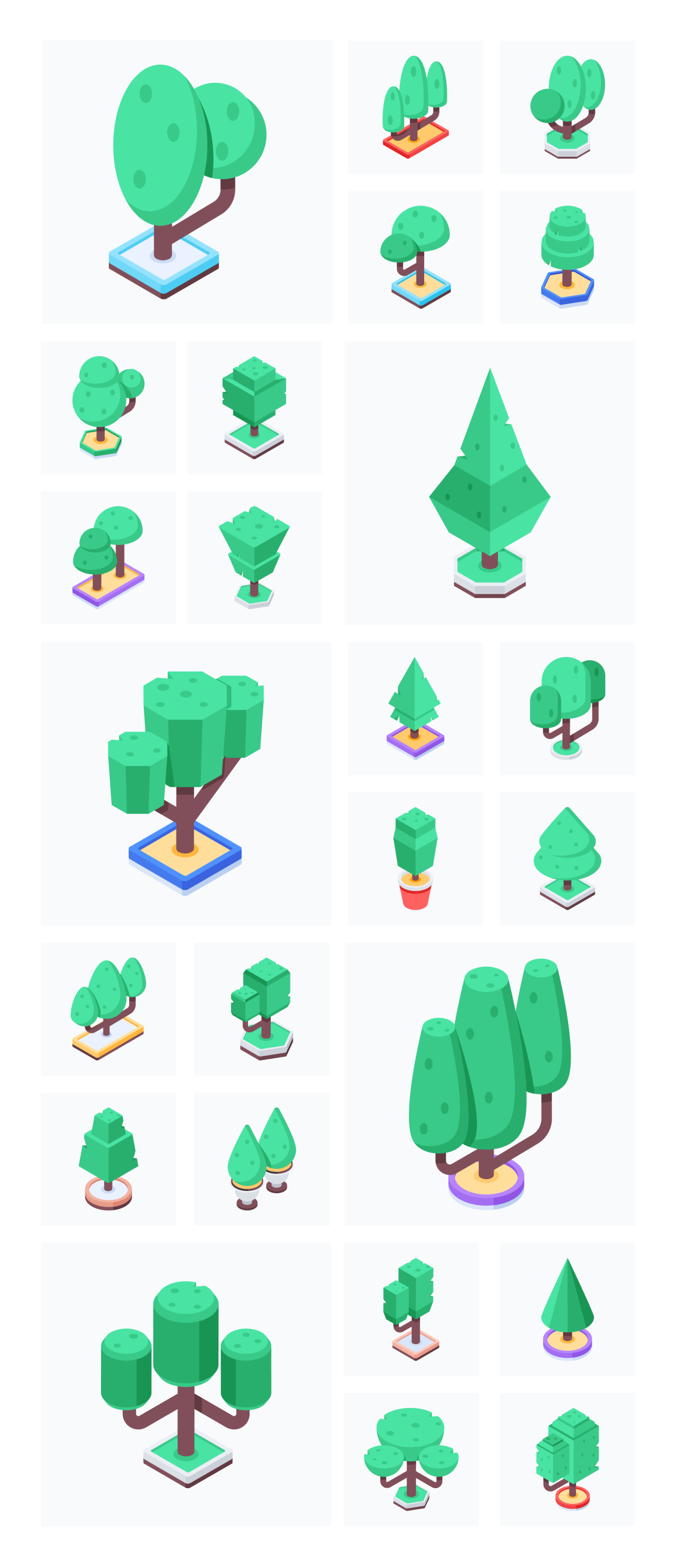 Trees Isometric Icons Trees Isometric Icons