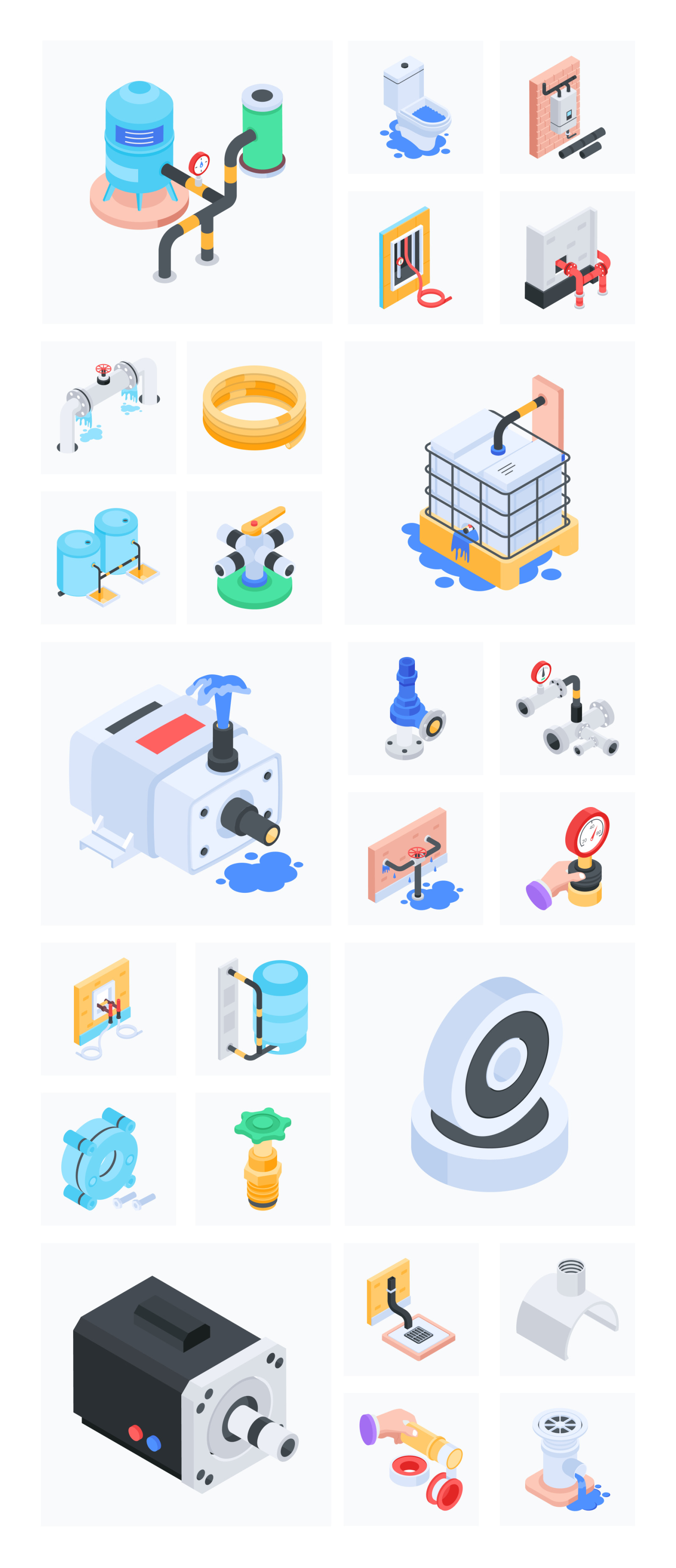Plumbing Isometric Icons Plumbing Isometric Icons