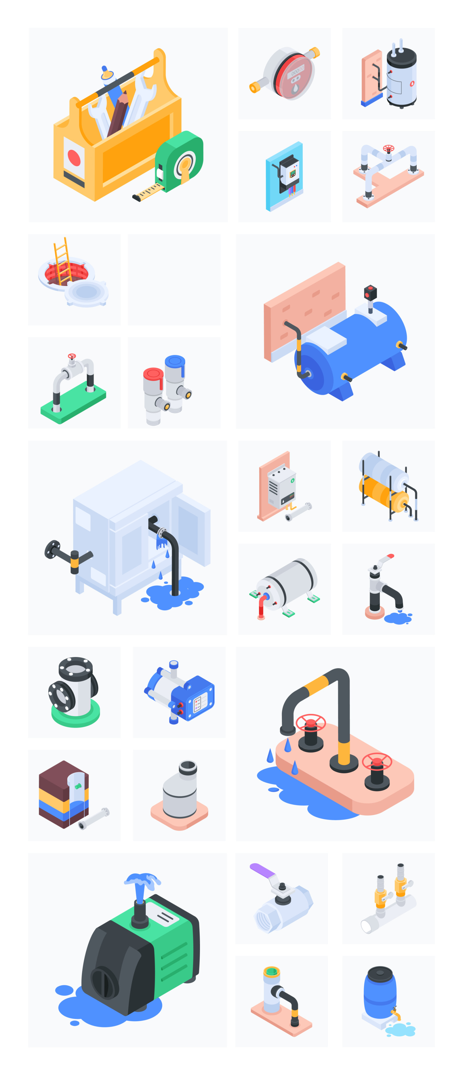 Plumbing Isometric Icons Plumbing Isometric Icons