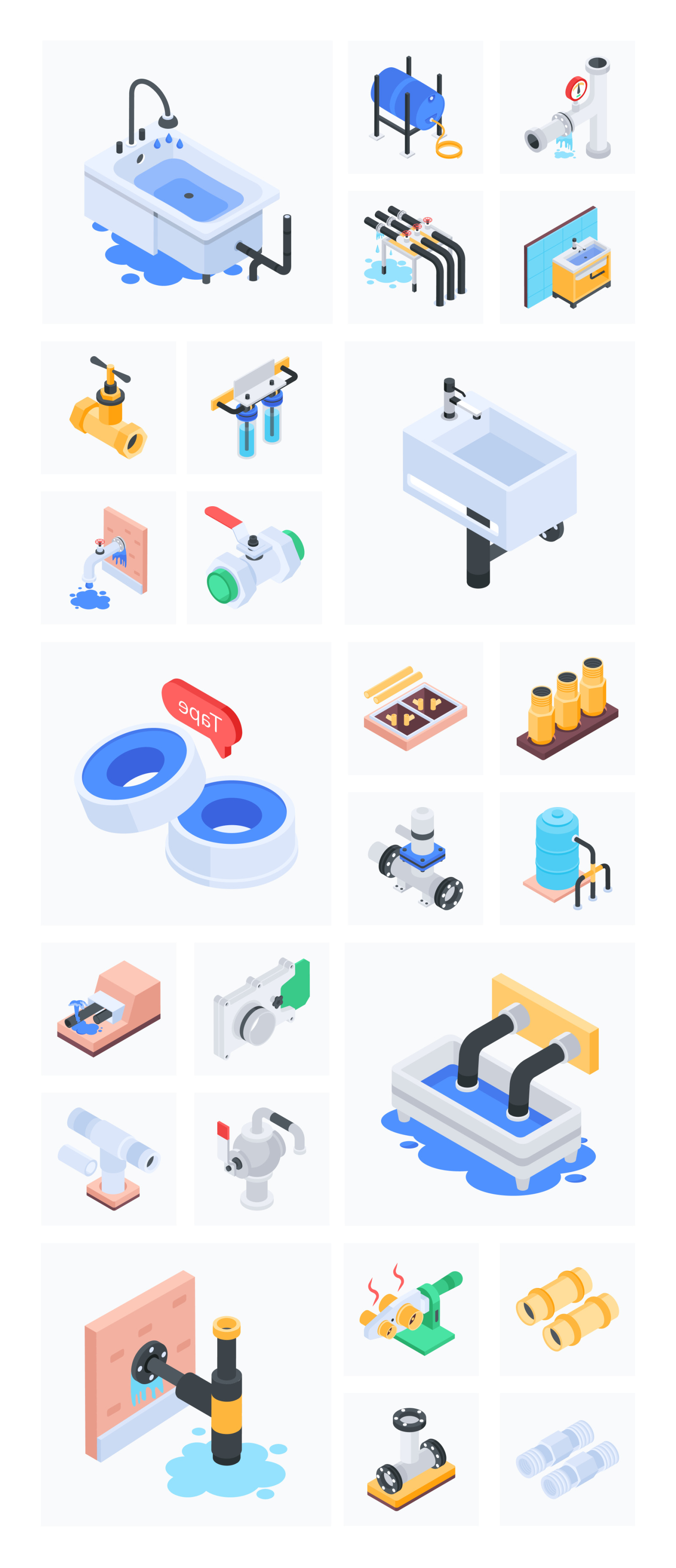 Plumbing Isometric Icons