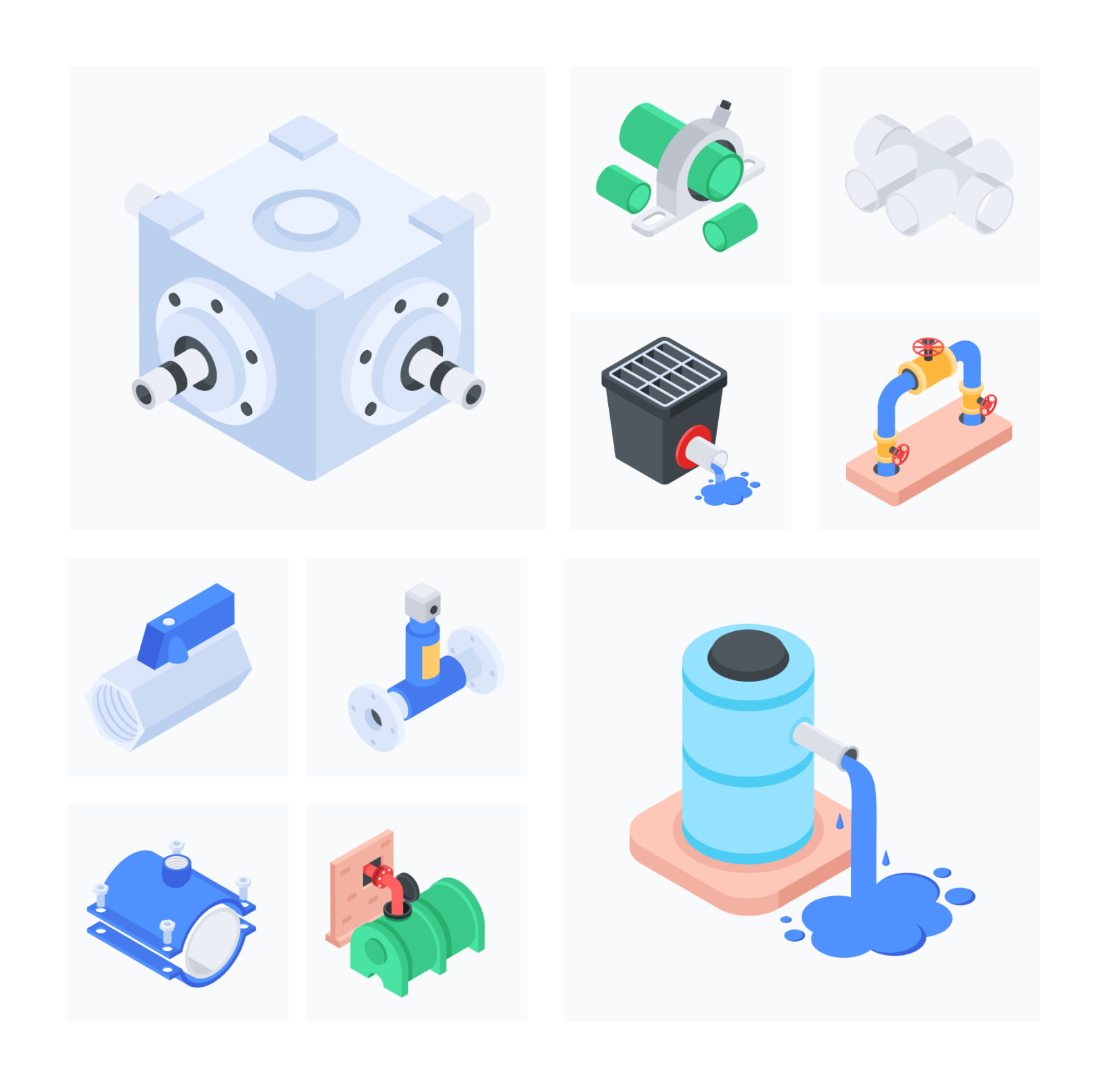 Plumbing Isometric Icons Plumbing Isometric Icons