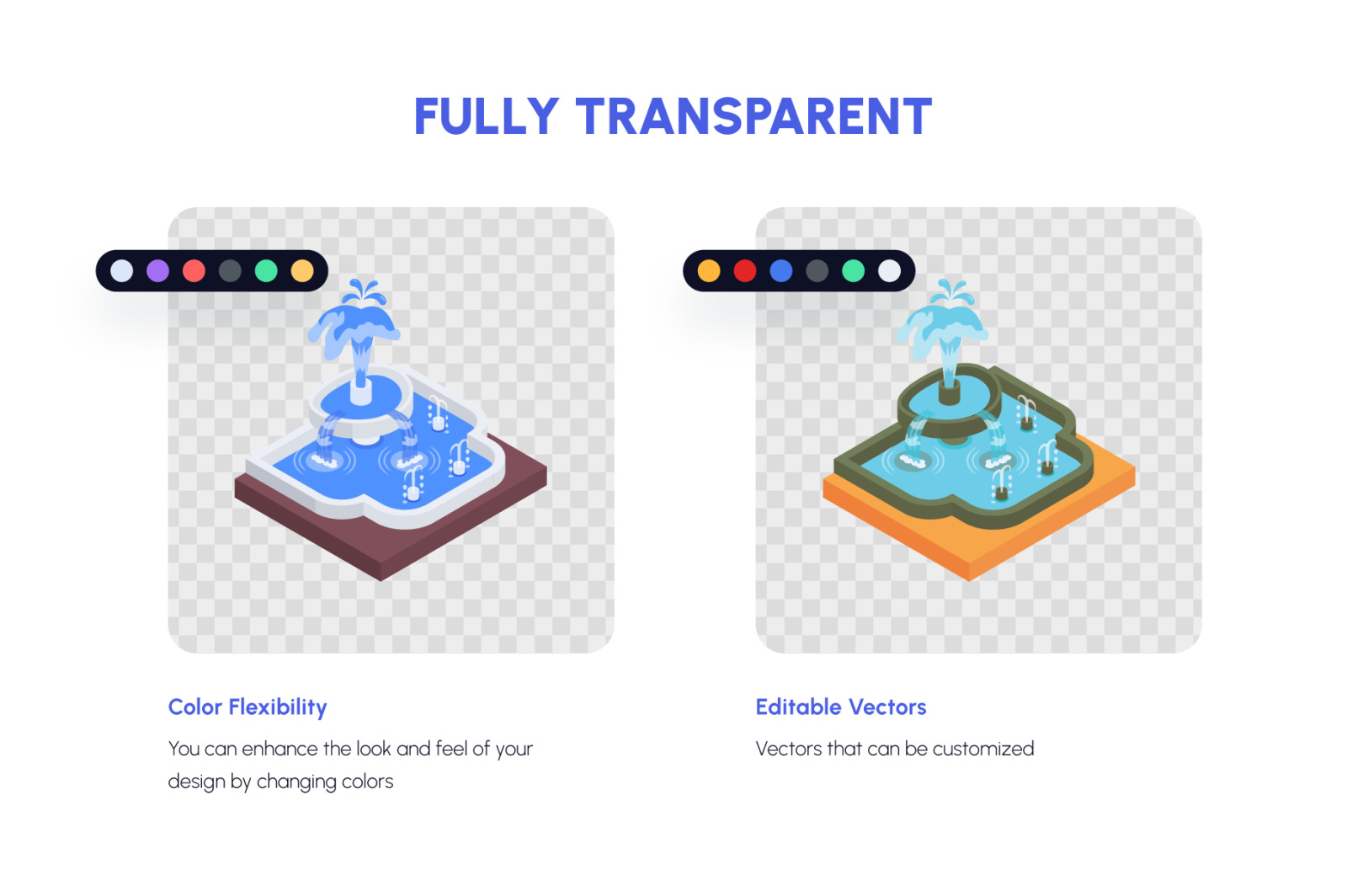 Animated Isometric Fountain Icons