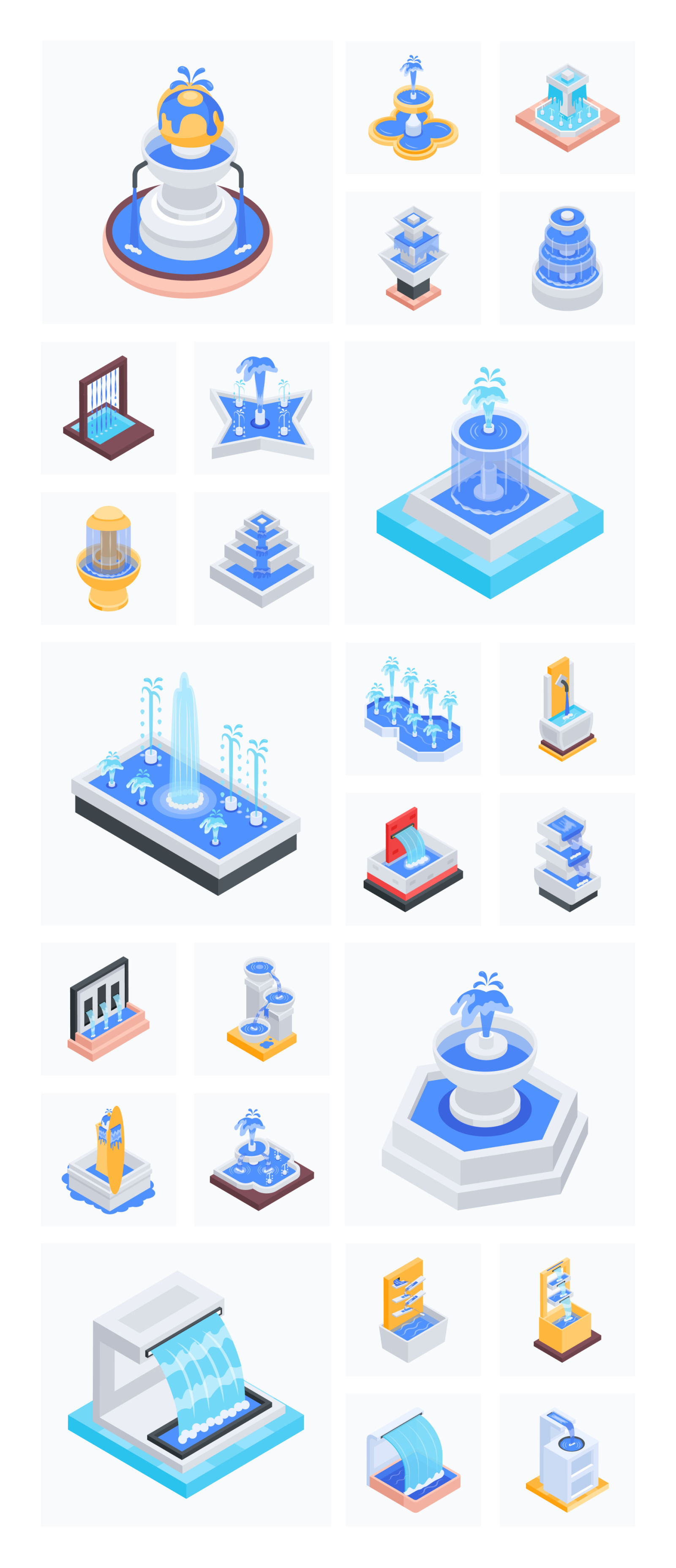 Animated Isometric Fountain Icons