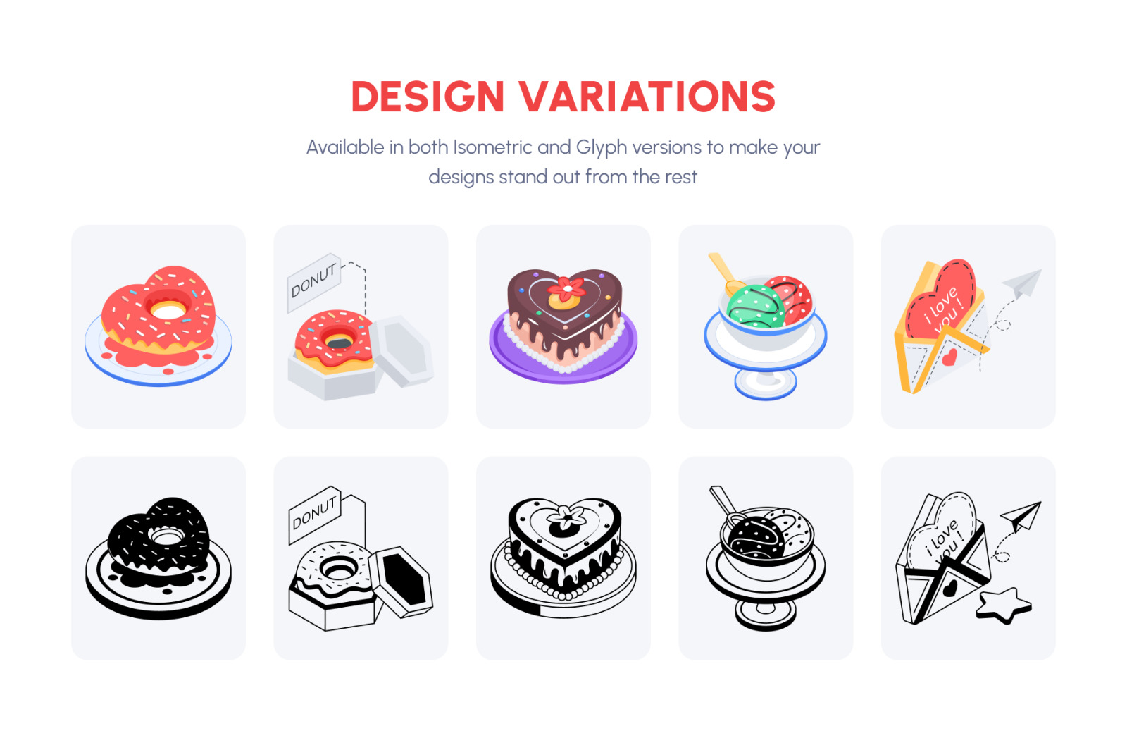 Animated Isometric Valentine Day Icons