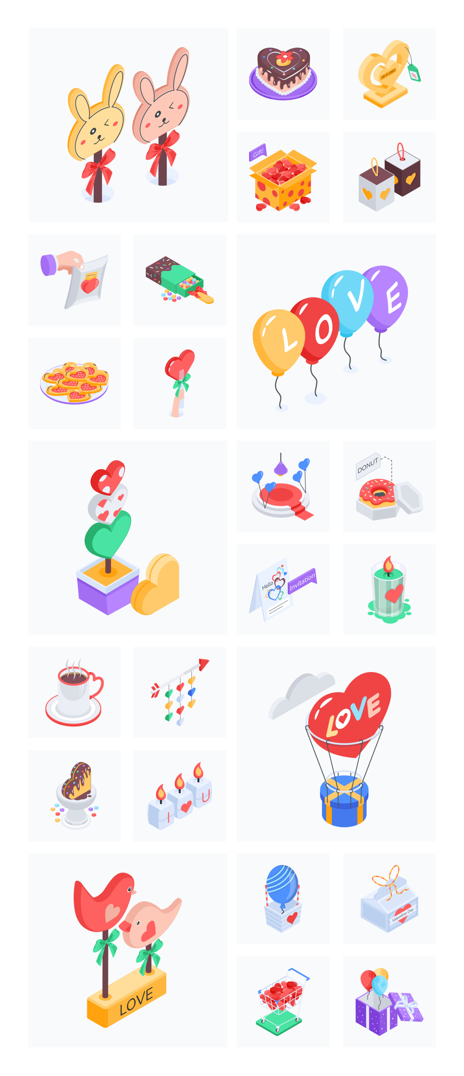 Animated Isometric Valentine Day Icons