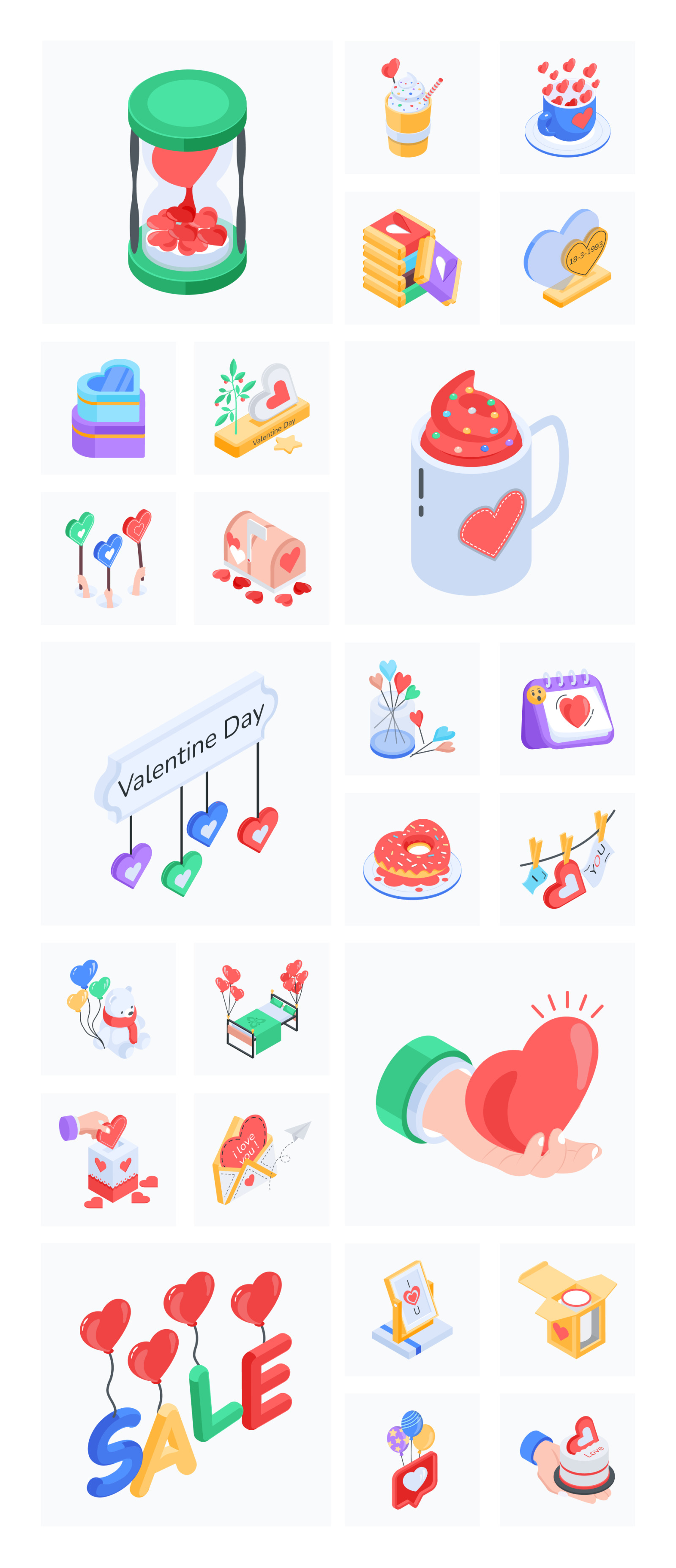 Animated Isometric Valentine Day Icons