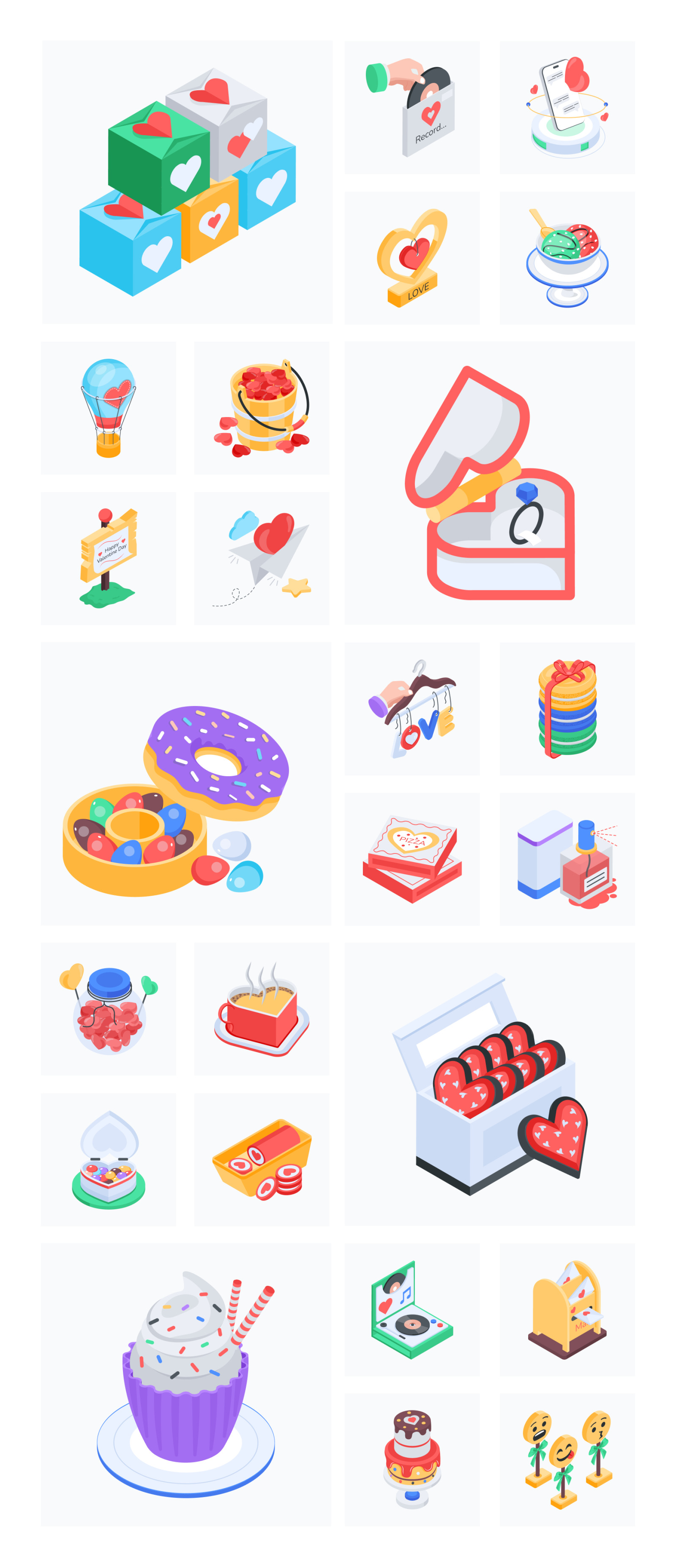 Animated Isometric Valentine Day Icons Animated Isometric Valentine Day Icons