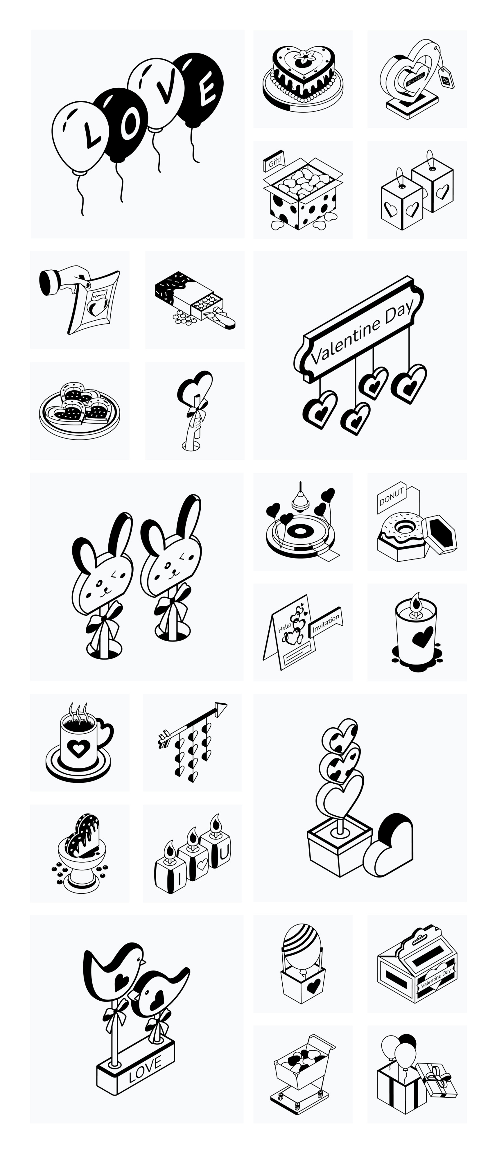 Animated Isometric Valentine Day Icons Animated Isometric Valentine Day Icons