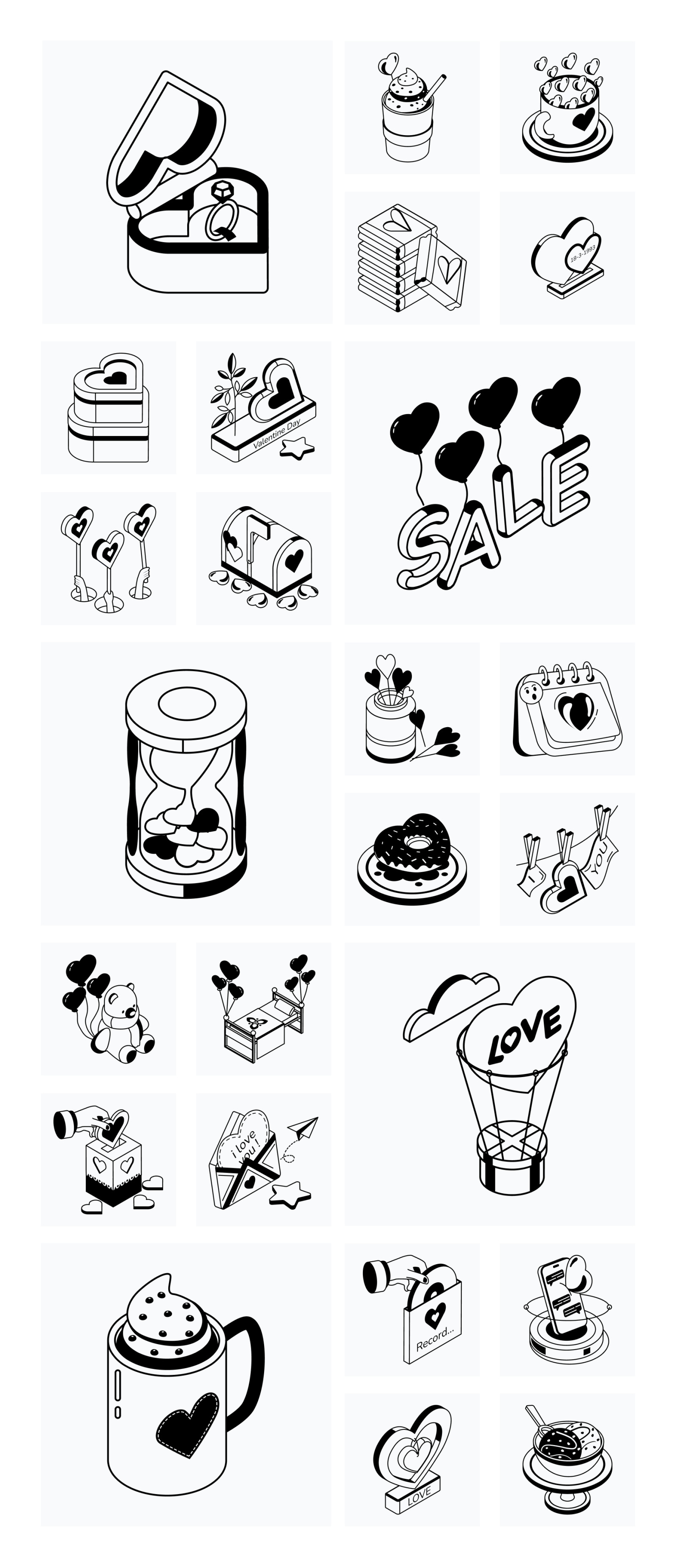 Animated Isometric Valentine Day Icons