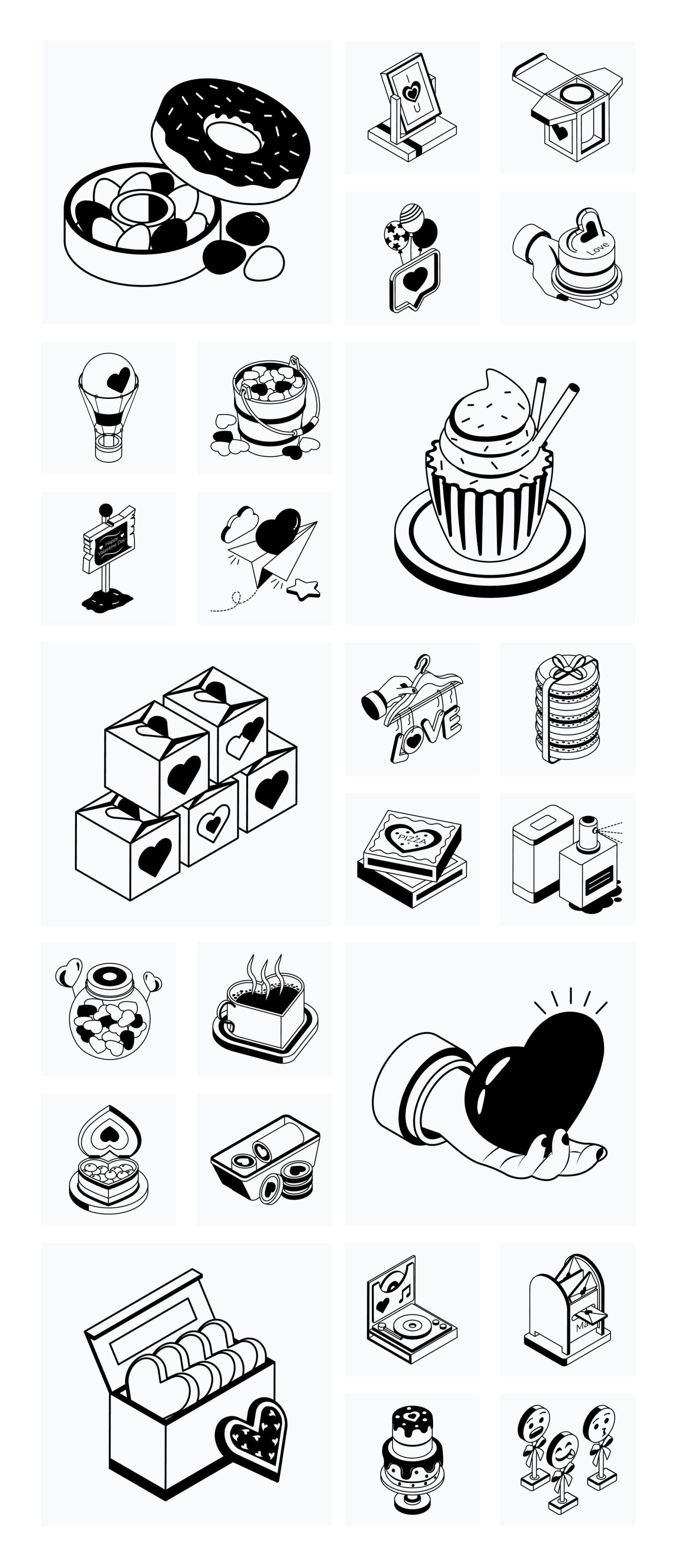 Animated Isometric Valentine Day Icons