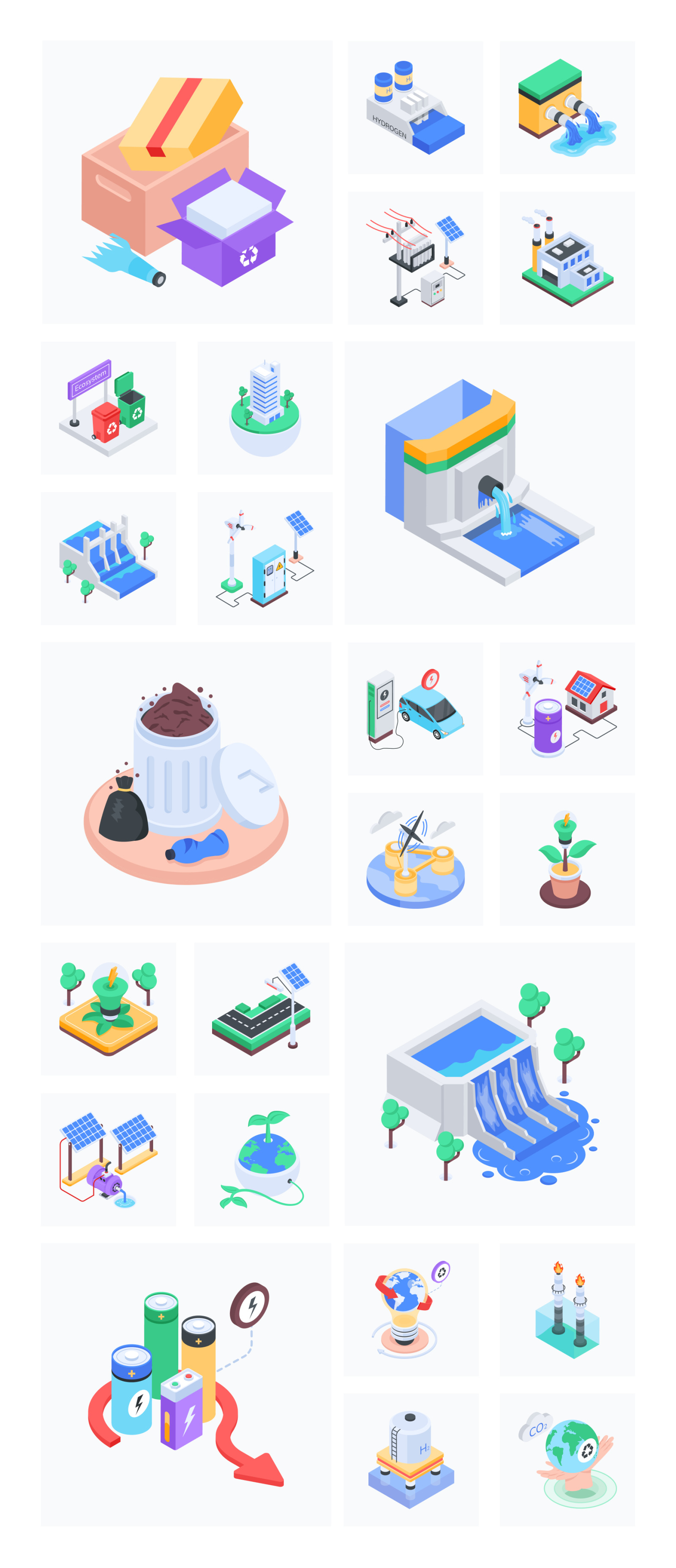 Animated Isometric Ecosystem Icons