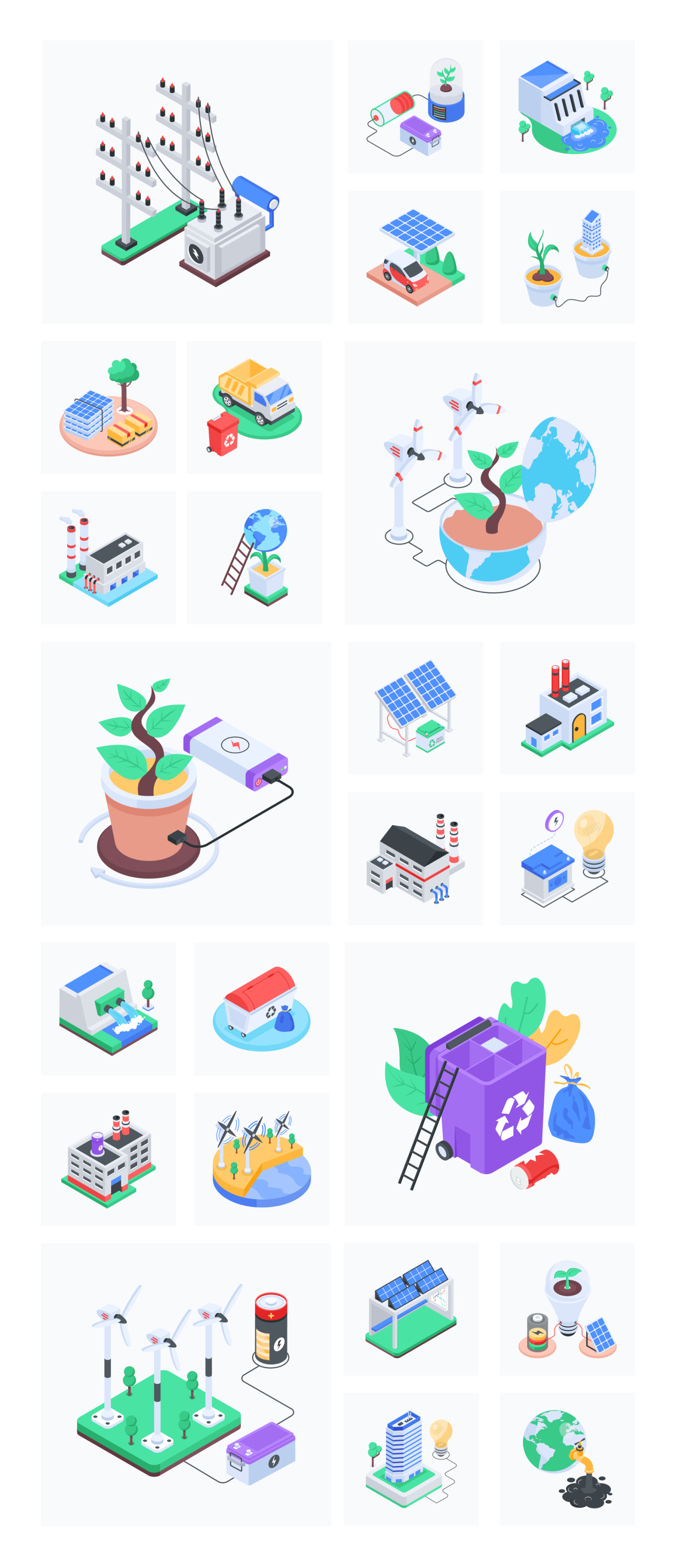 Animated Isometric Ecosystem Icons on Yellow Images Creative Store - 131751