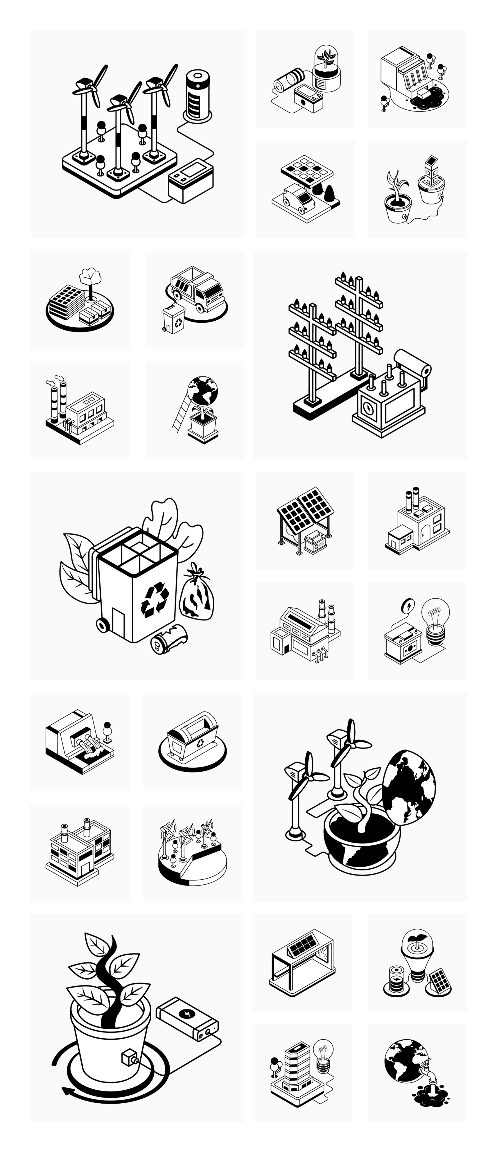 Animated Isometric Ecosystem Icons