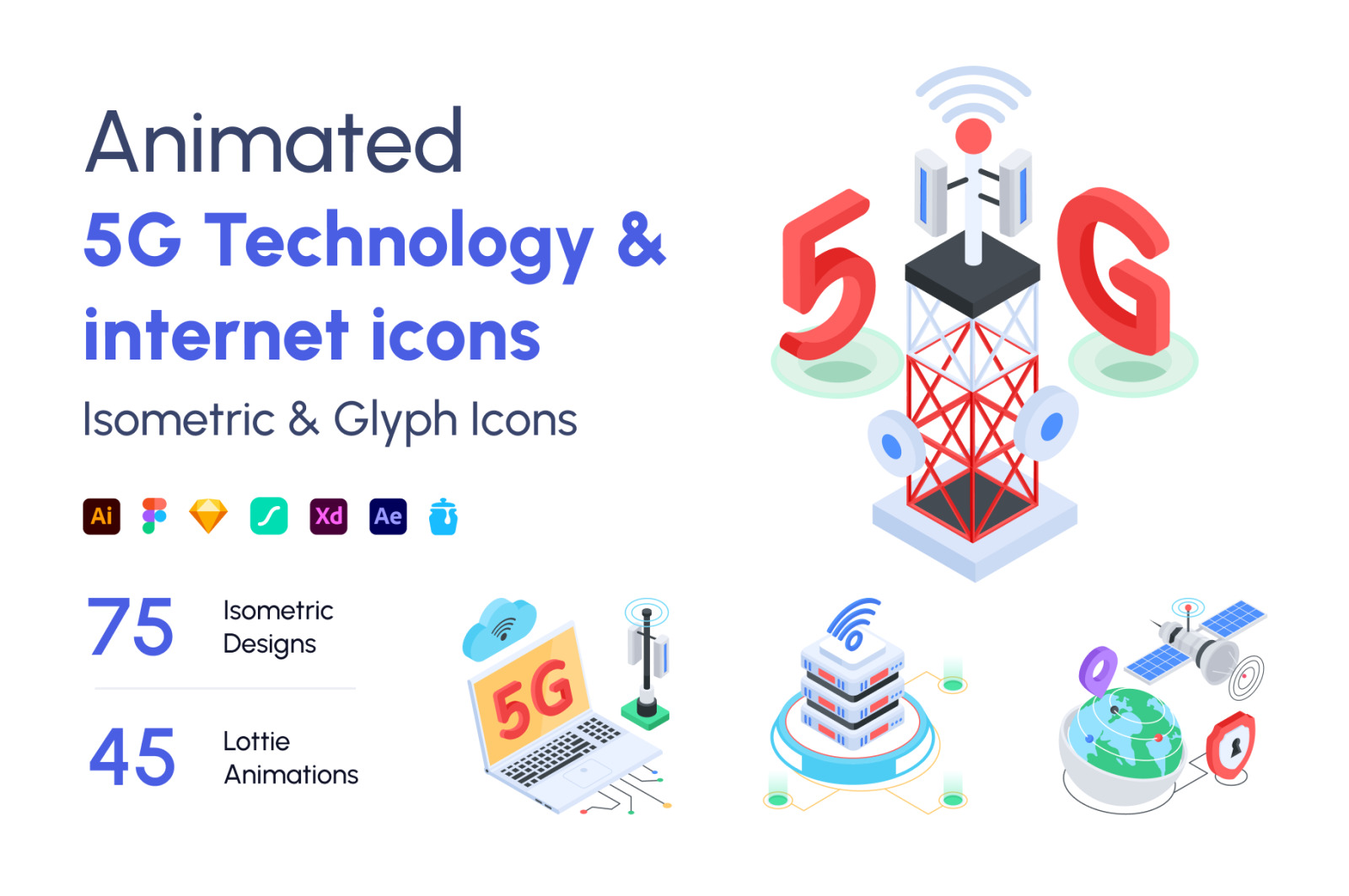 5G Technology and Internet Icons