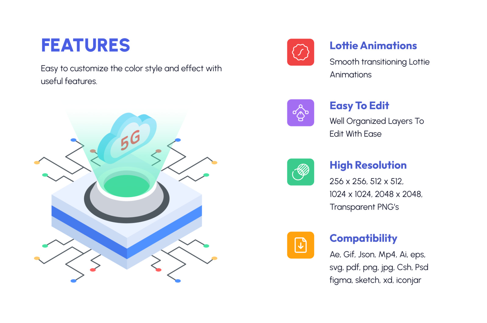 5G Technology and Internet Icons