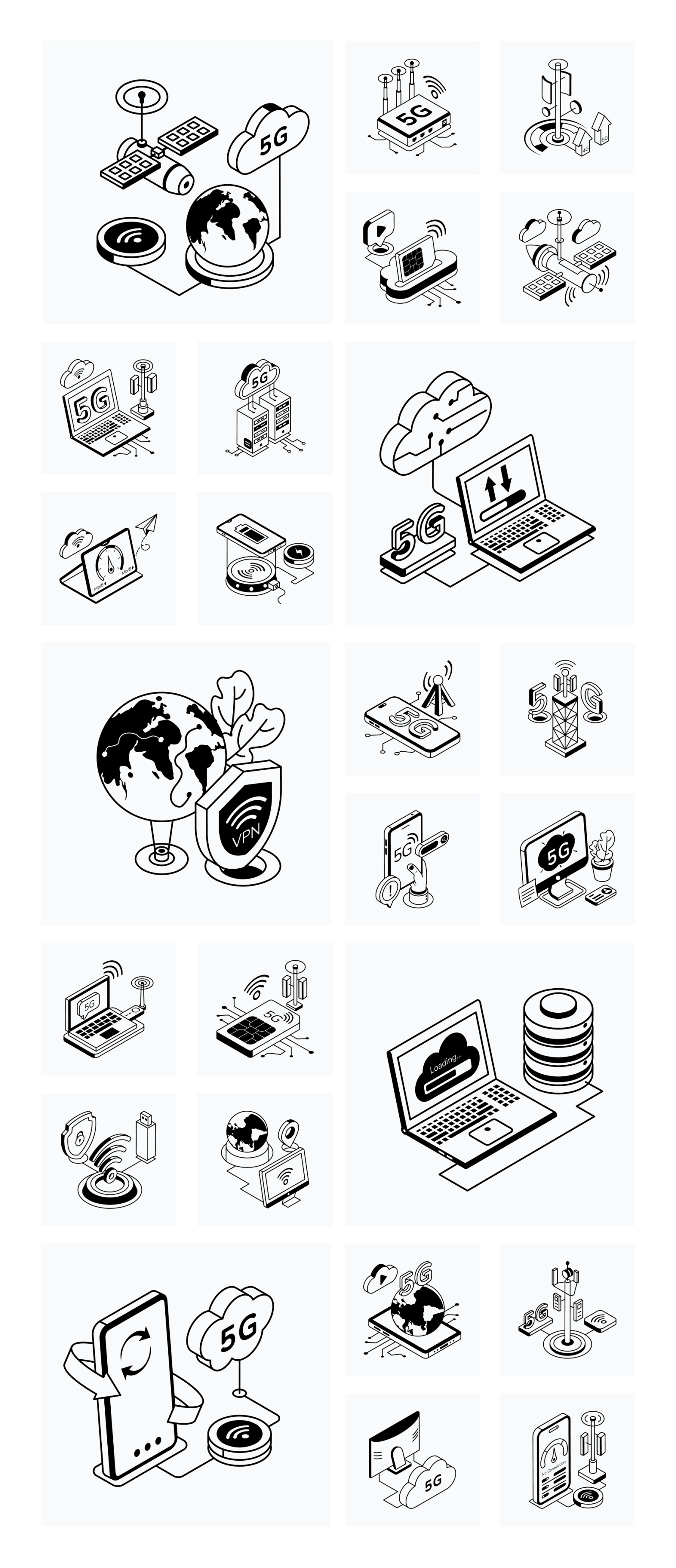 5G Technology and Internet Icons