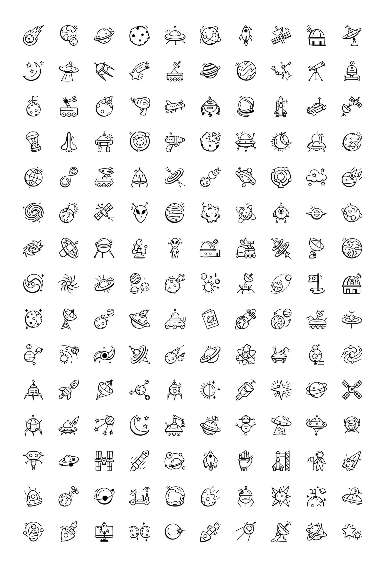 Hand Drawn Space Icons Hand Drawn Space Icons