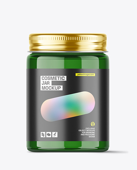 Green Glass Large Jar Mockup