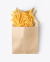 Kraft Paper Bag with French Fries Mockup