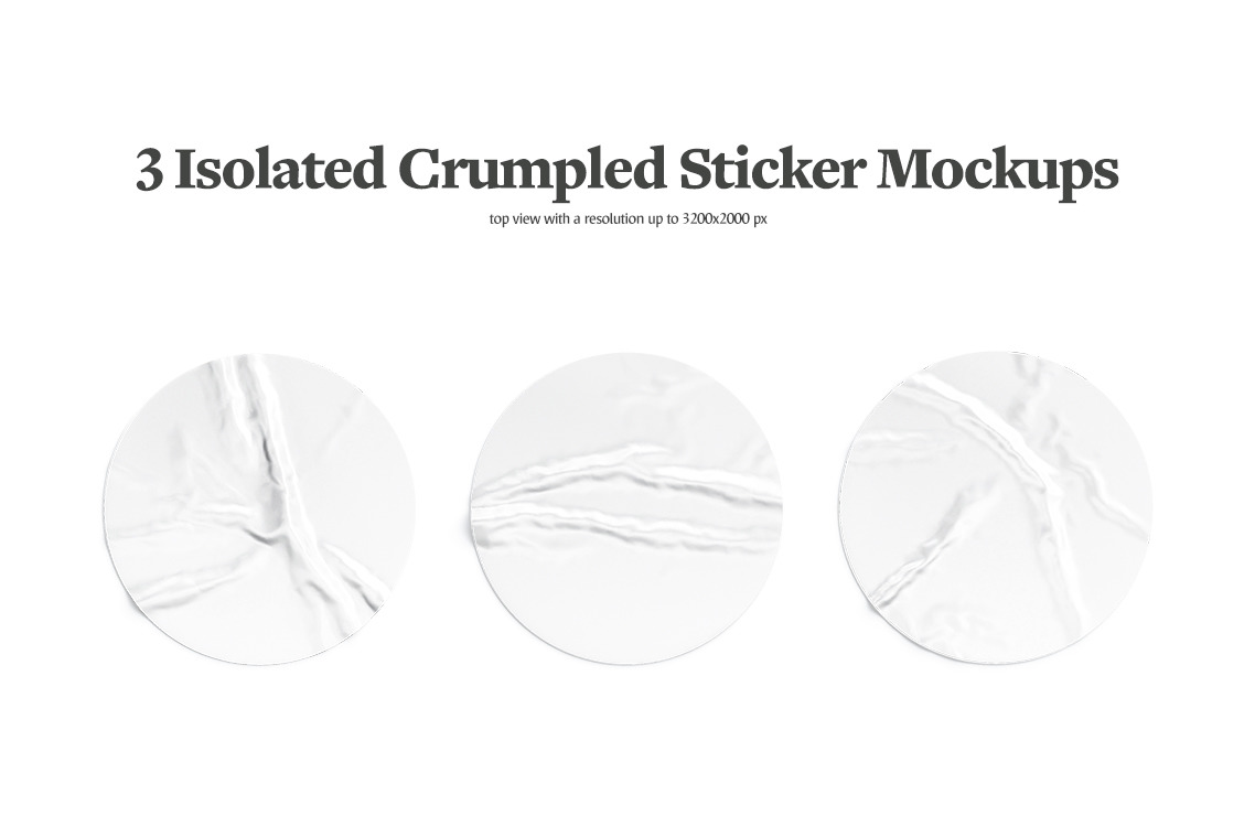 Crumpled Round Stickers Mockups Crumpled Round Stickers Mockups