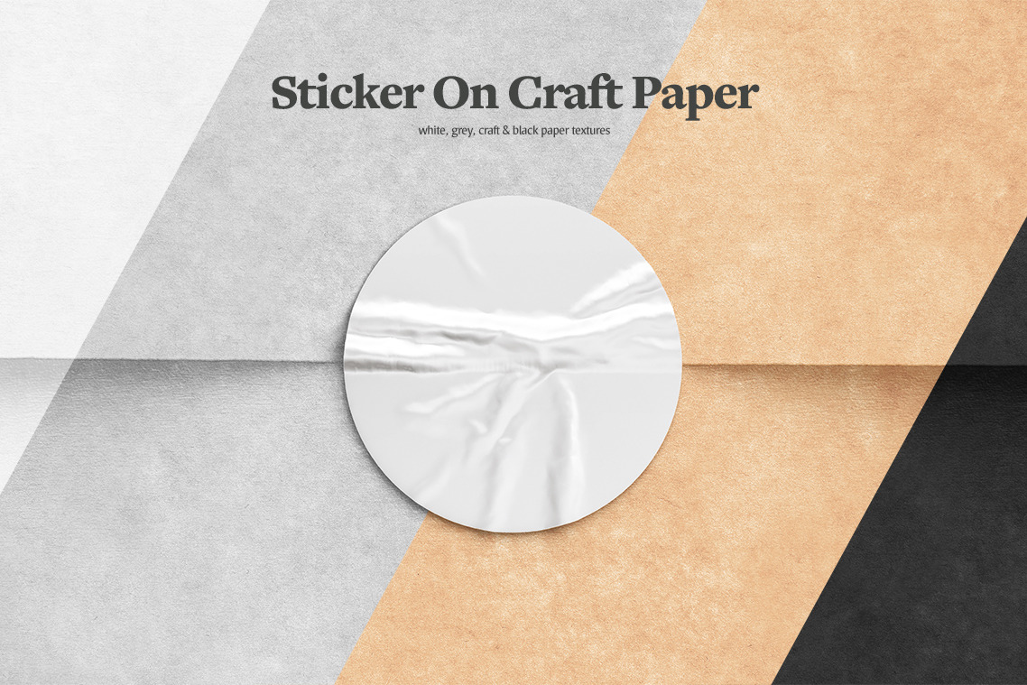 Crumpled Round Stickers Mockups Crumpled Round Stickers Mockups
