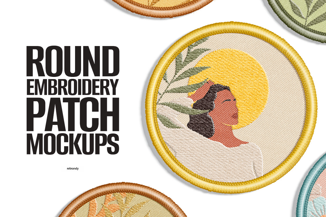 Round Embroidery Patch Mockups Round Embroidery Patch Mockups