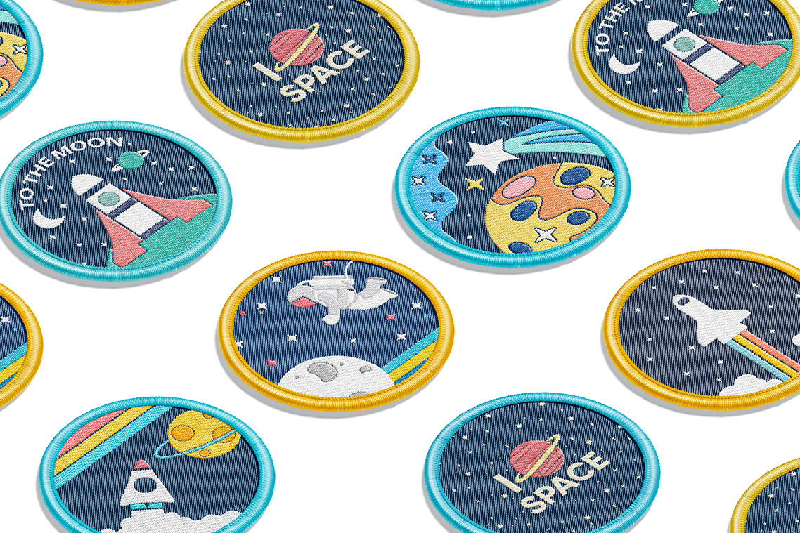 Round Embroidery Patch Mockups