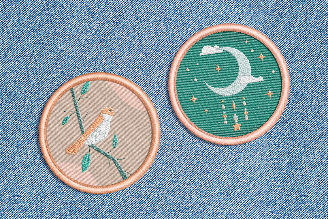 Round Embroidery Patch Mockups