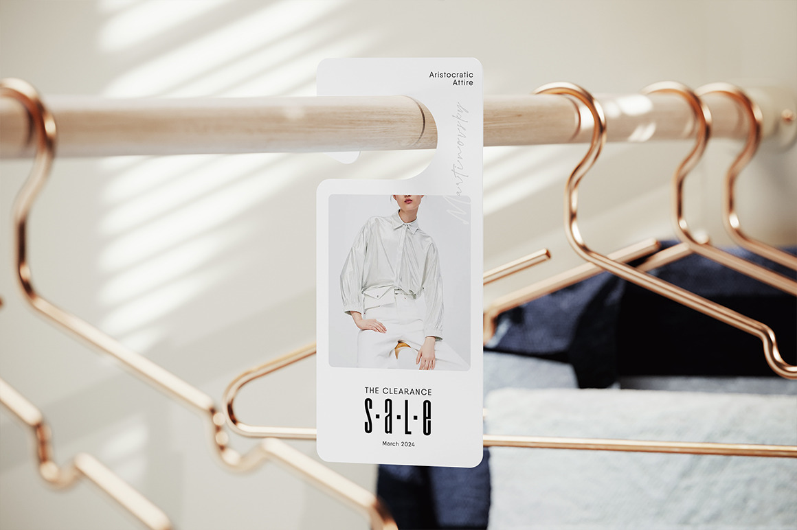 Advertising Hanging Tag for Clothing Store Mockup Advertising Hanging Tag for Clothing Store Mockup