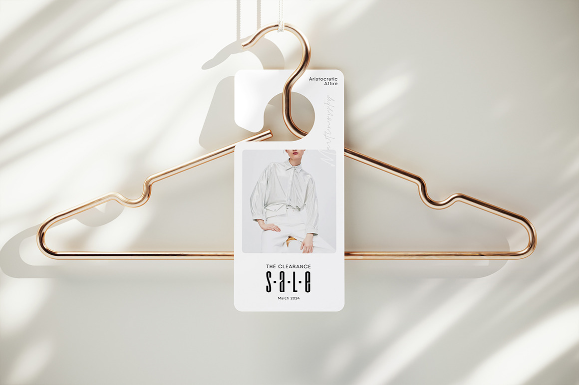 Advertising Hanging Tag for Clothing Store Mockup