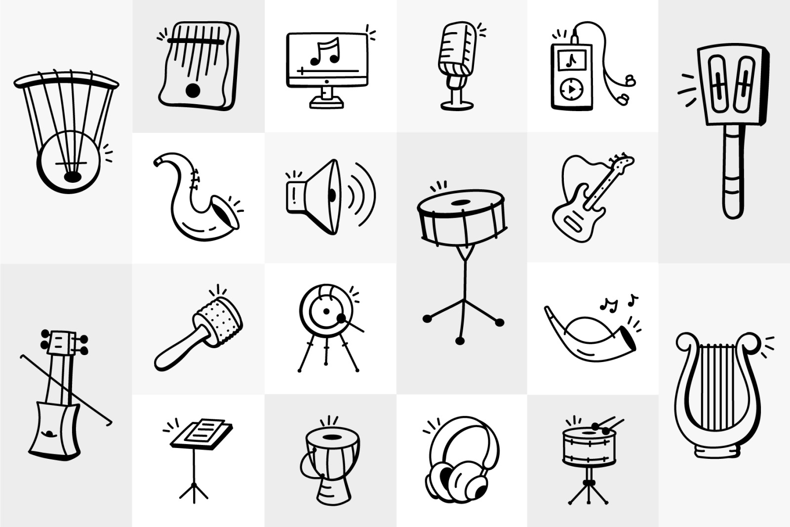 Hand Drawn Musical Icons Hand Drawn Musical Icons