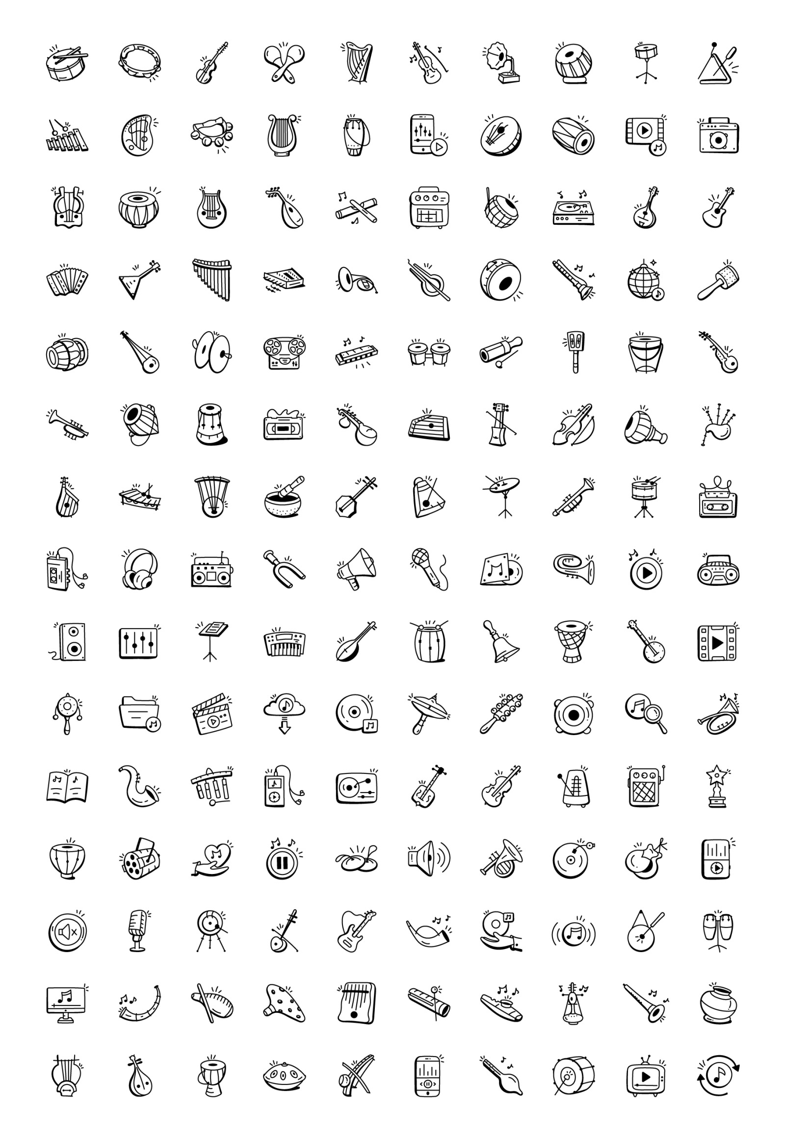 Hand Drawn Musical Icons Hand Drawn Musical Icons