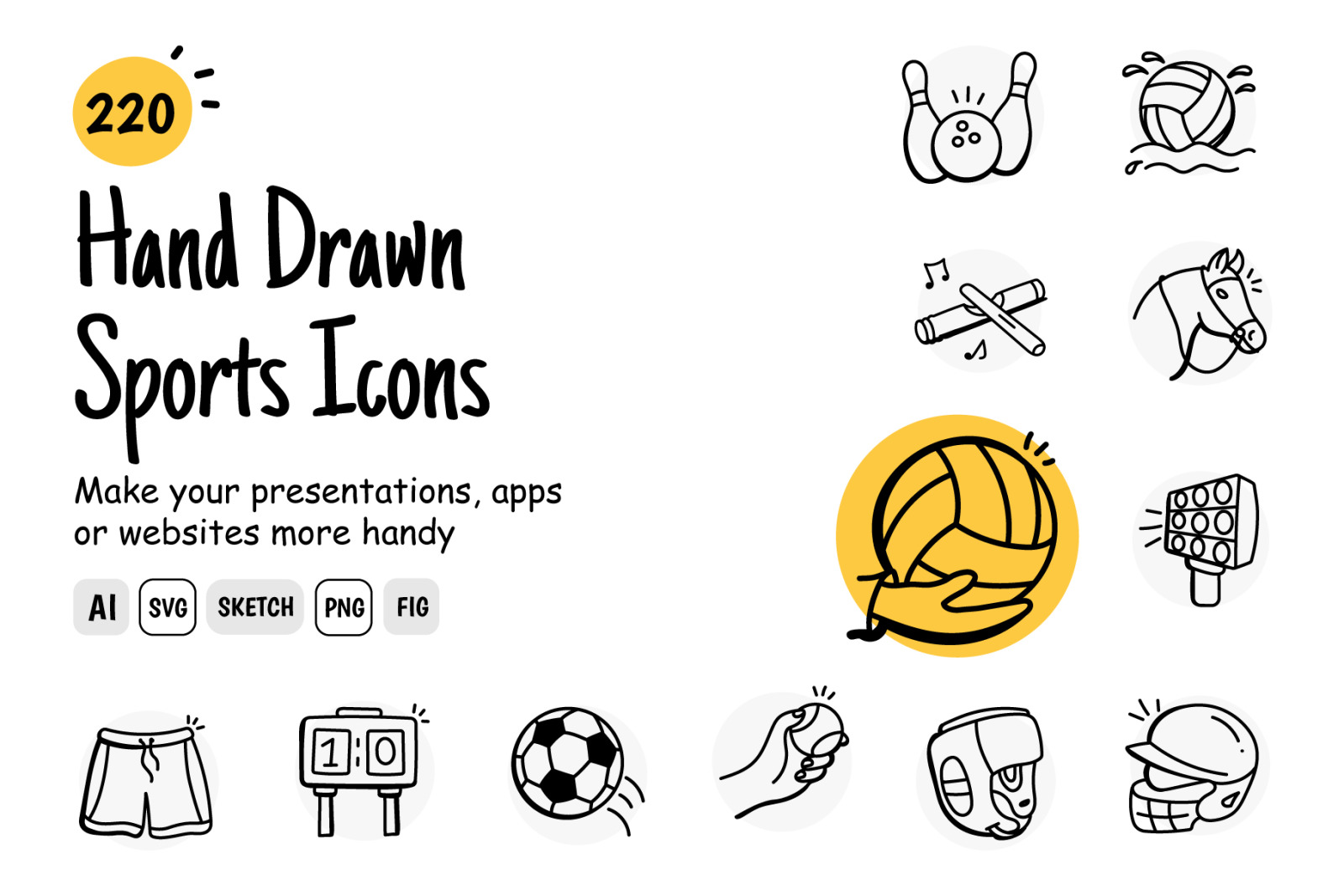Hand Drawn Sports Icons Hand Drawn Sports Icons