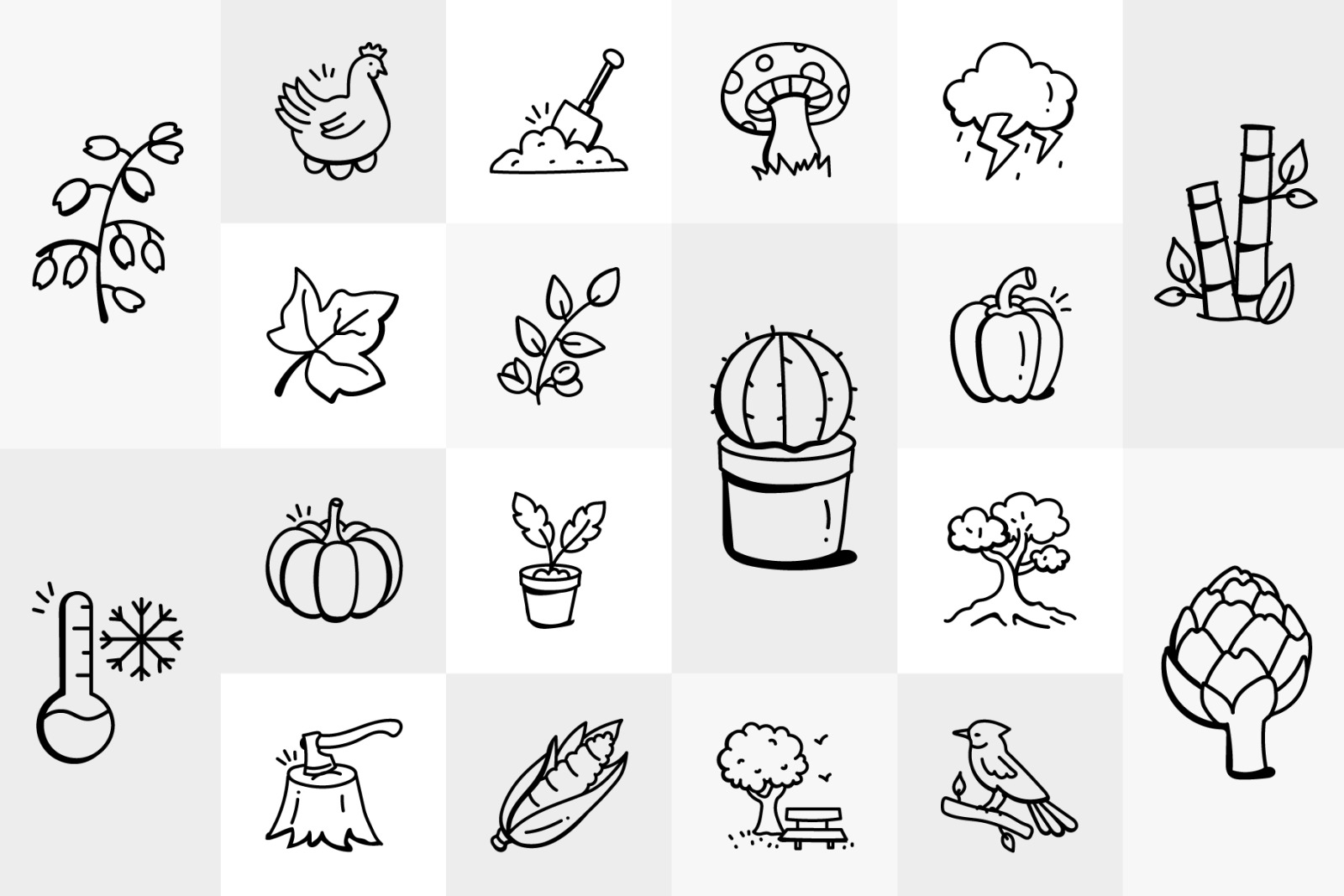 Hand Drawn Nature Icons Hand Drawn Nature Icons
