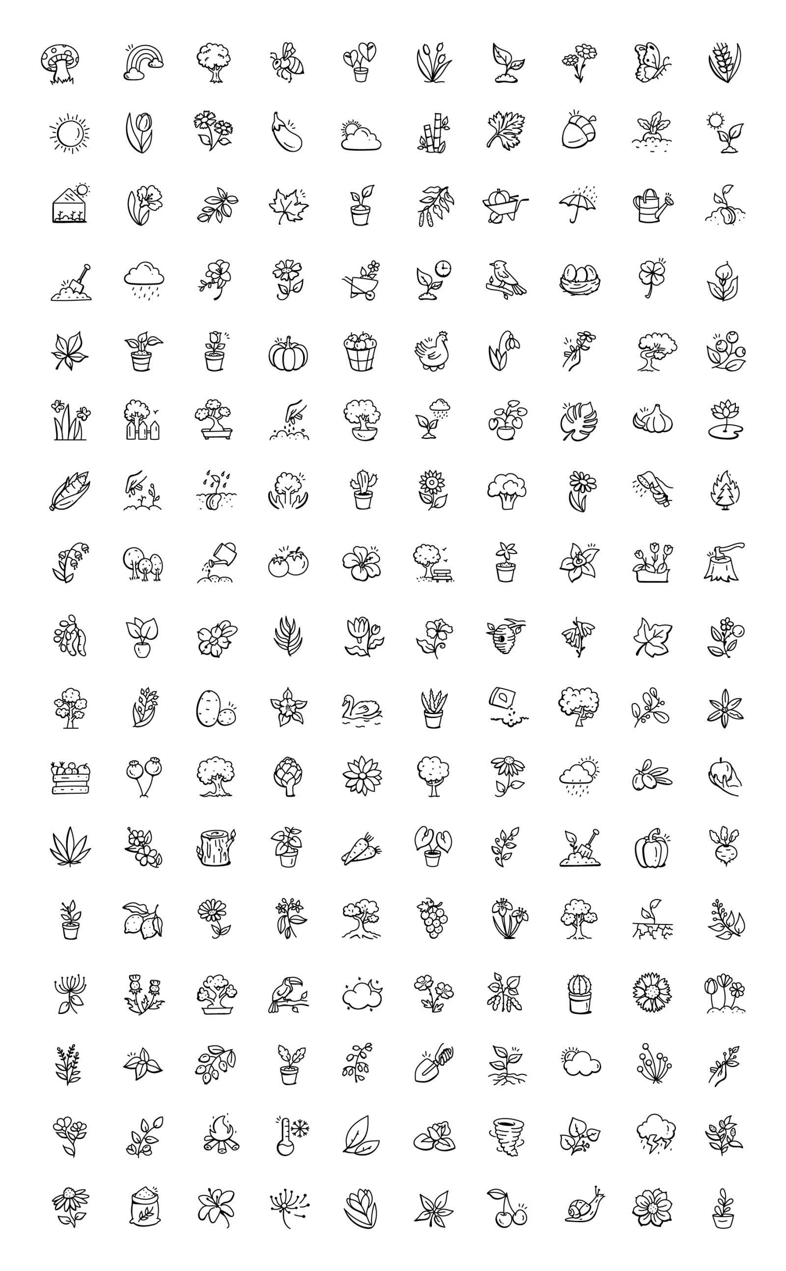 Hand Drawn Nature Icons Hand Drawn Nature Icons