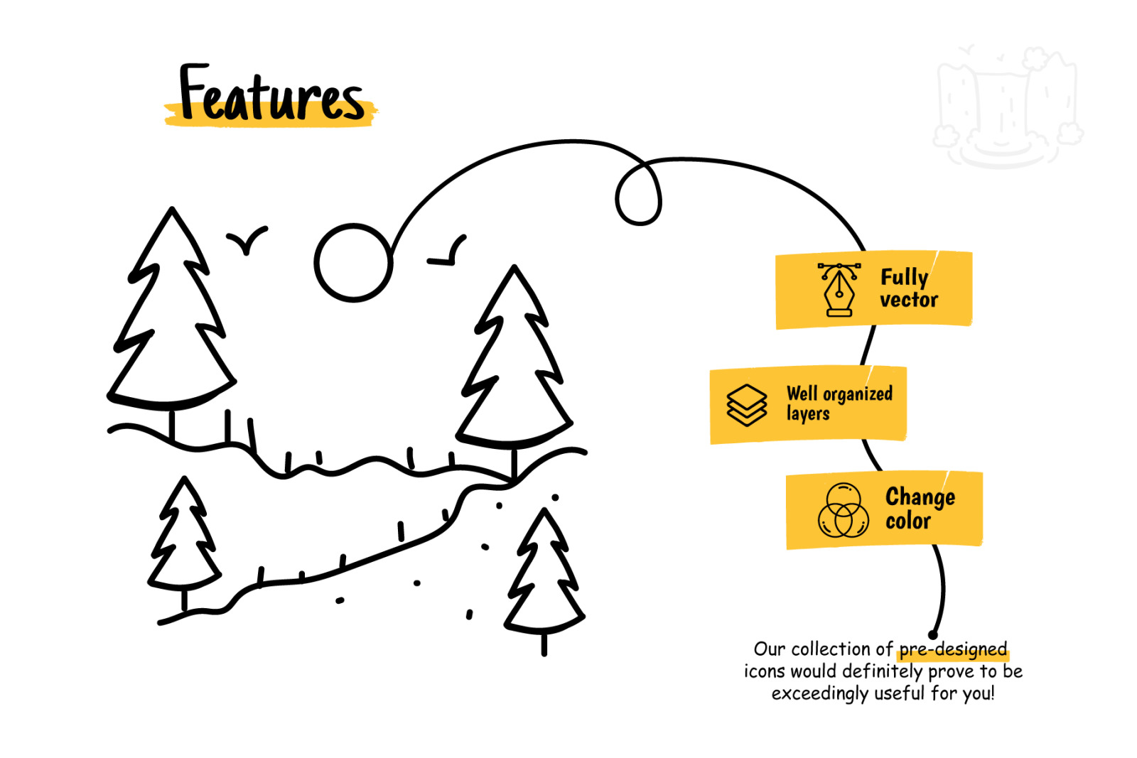 Hand Drawn Nature Landscape Icons Hand Drawn Nature Landscape Icons