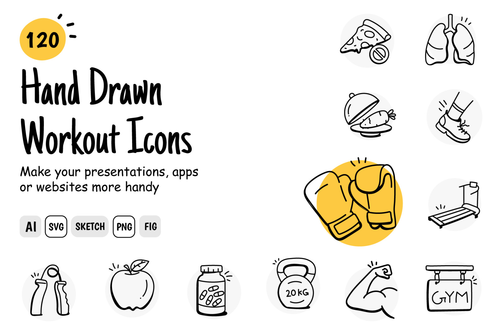 Hand Drawn Workout Icons Hand Drawn Workout Icons