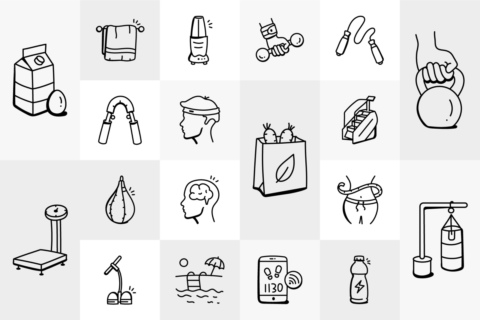 Hand Drawn Workout Icons Hand Drawn Workout Icons