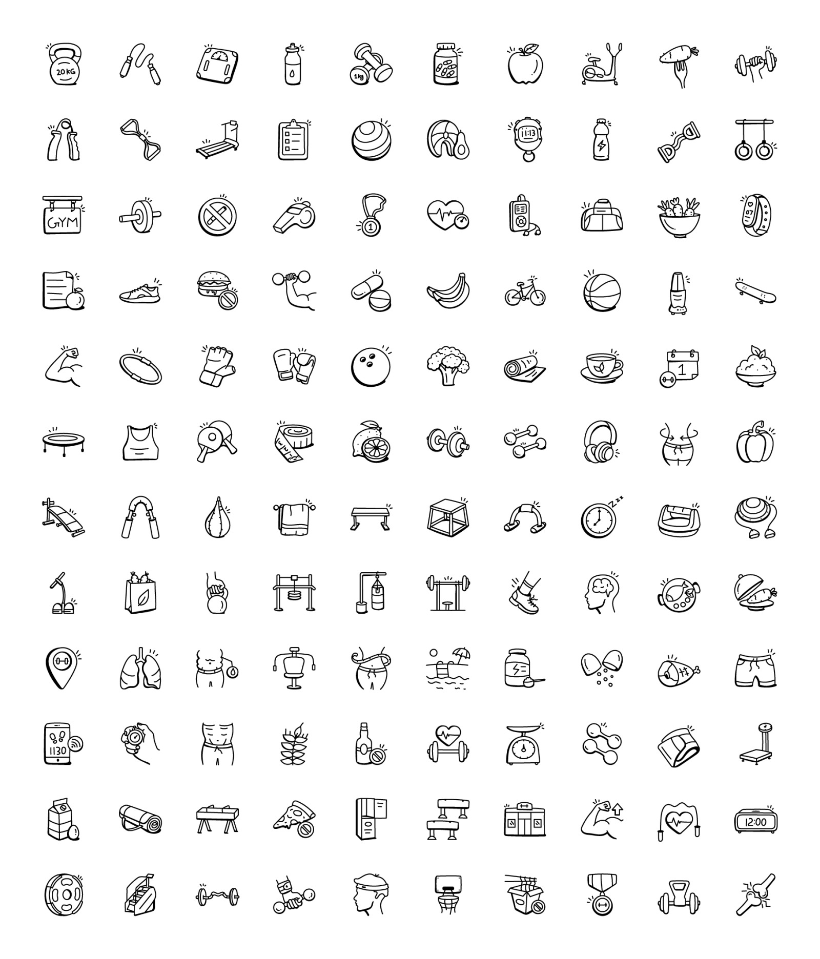 Hand Drawn Workout Icons Hand Drawn Workout Icons
